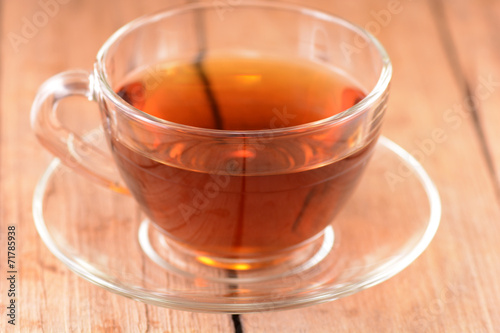 A cup of tea on wooden background