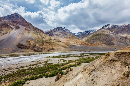 Spiti valley and river in Himalayas