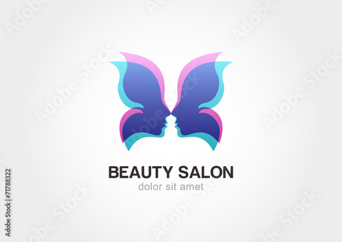 Woman's face in butterfly wings. Abstract design concept for bea