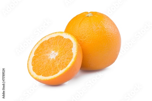 Sliced orange fruit isolated on white background