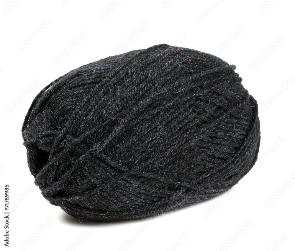 Fototapeta premium black yarn isolated on white