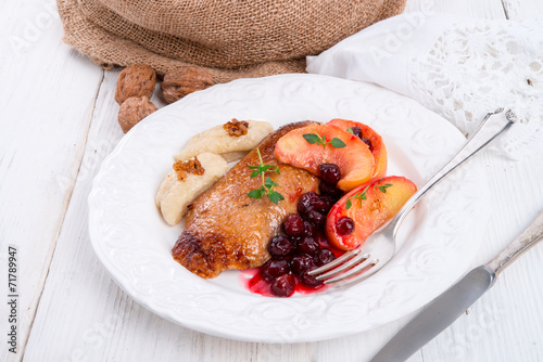 Duck breast with cranberry photo