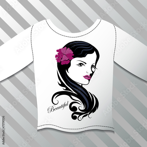 Shirt with a graphic beautiful girl
