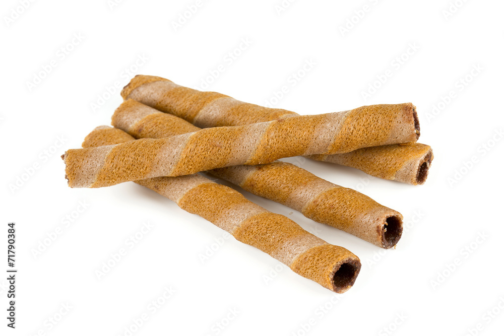 waffle tubes with chocolate cream waffle tubes with chocolate cream