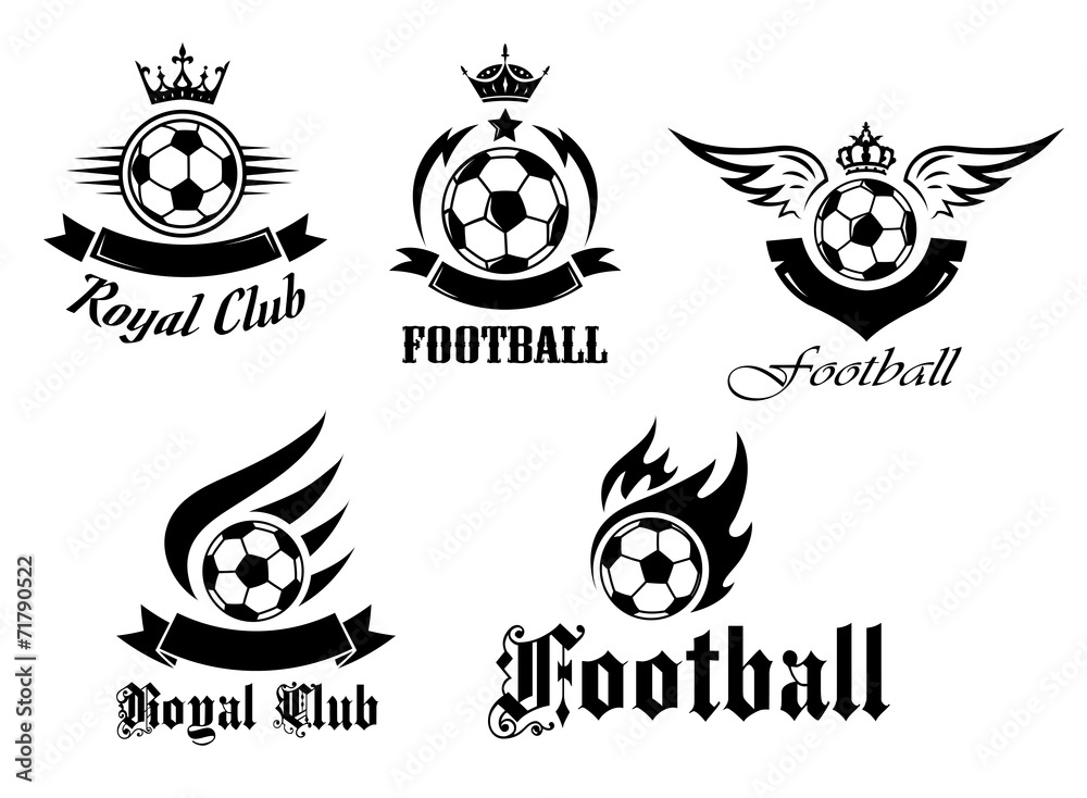 Soccer and football emblems set