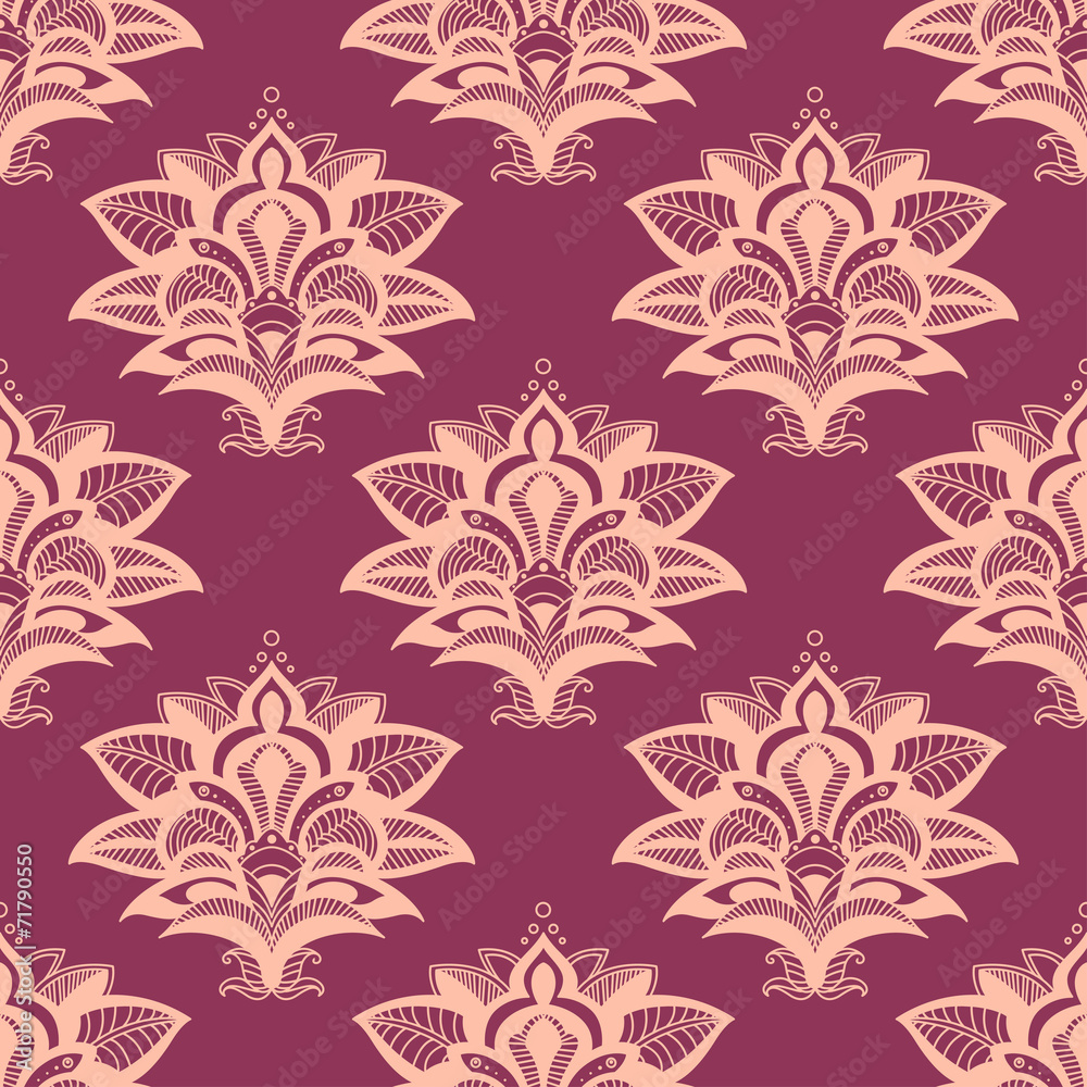 Purple and pink paisley style seamless pattern Purple and pink paisley style seamless pattern