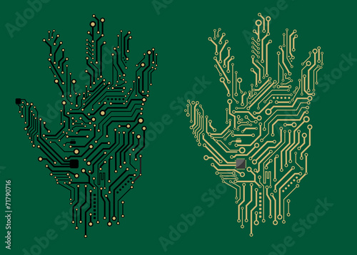 Hand prints with electrical circuit boards