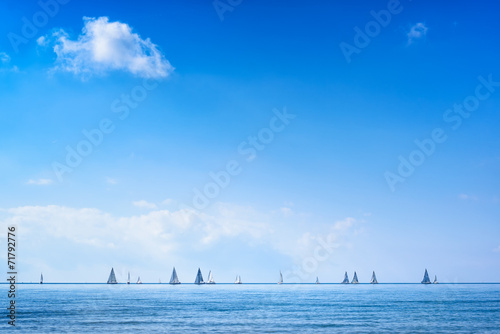 Sailing boat yacht regatta race on sea or ocean water
