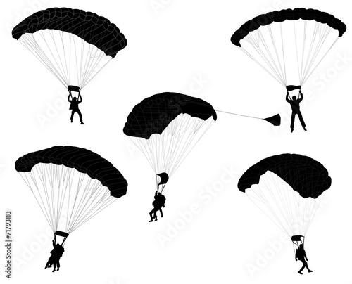 Canvas Print skydivers silhouettes collection - vector