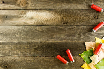 Wood background with leaves
