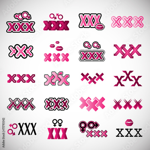 XXX Icons Set - Isolated On Gray Background