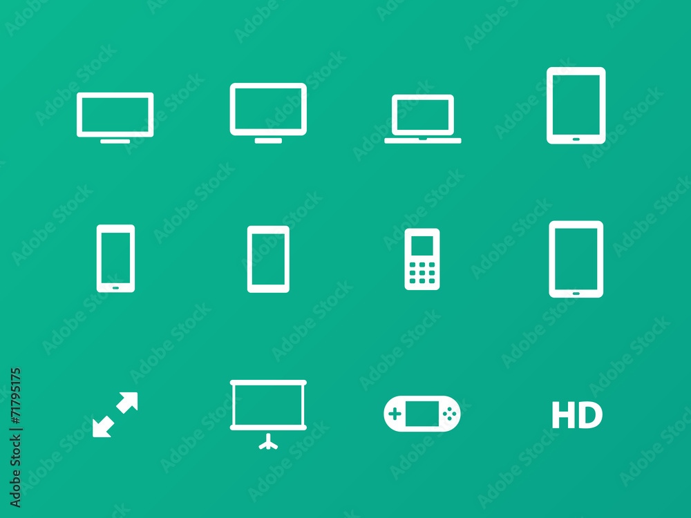 Screens icons on green background. Screens icons on green background.