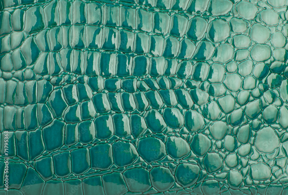 Naklejka premium Green alligator / crocodile skin leather (wallpaper,background)