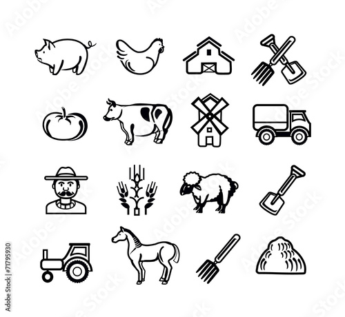 Stock vector farm pictogram icon set
