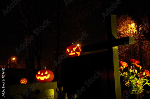 Halloween Pumpkin Family at Cementary