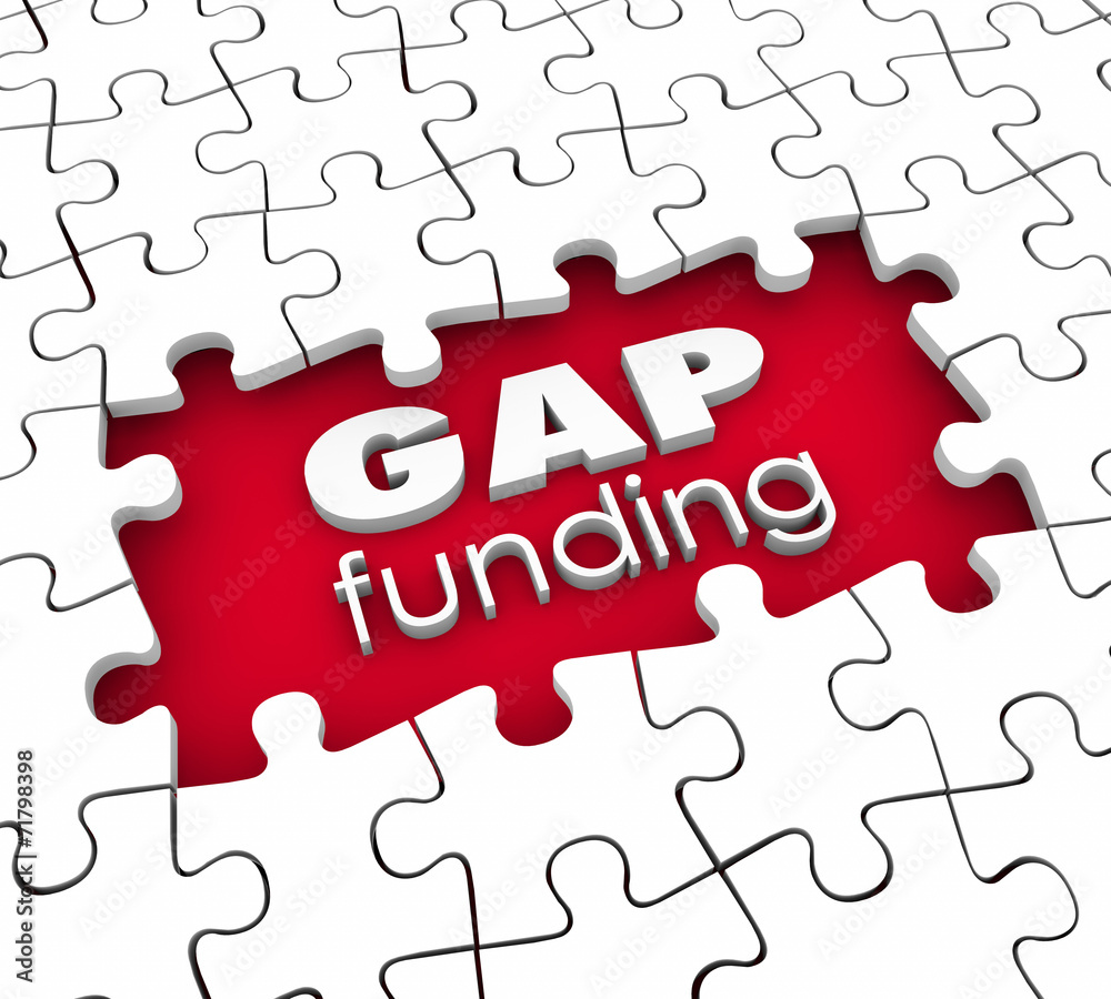 Gap Funding 3d Words Puzzle Pieces Hole Financial Need Shortfall Gap Funding 3d Words Puzzle Pieces Hole Financial Need Shortfall