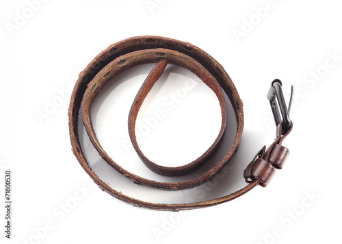 brown leather belt fashion on white background