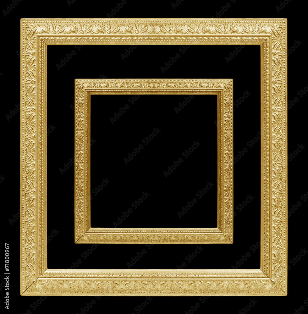 The antique gold frame on the black background The antique gold frame on the black background