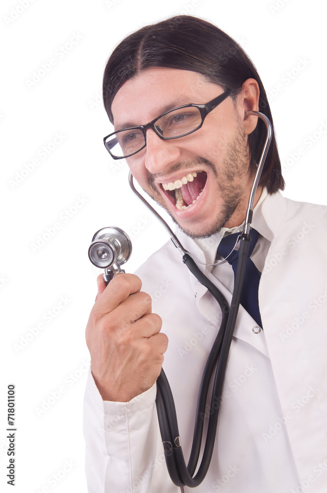 Young male doctor isolated on white Young male doctor isolated on white