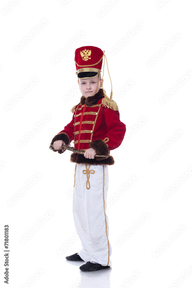 Handsome young hussar isolated on white Handsome young hussar isolated on white