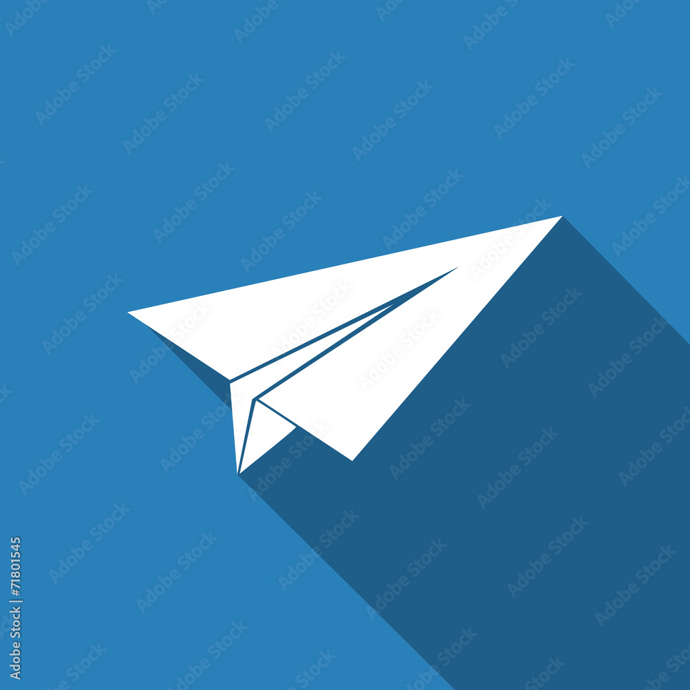 Fototapeta premium paper plane icon with long shadow