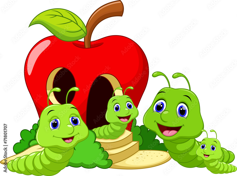 Obraz premium Cute family worm cartoon