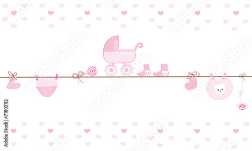 Hanging baby girl symbols vector card
