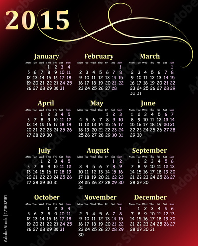 calendar 2015, vector illustration