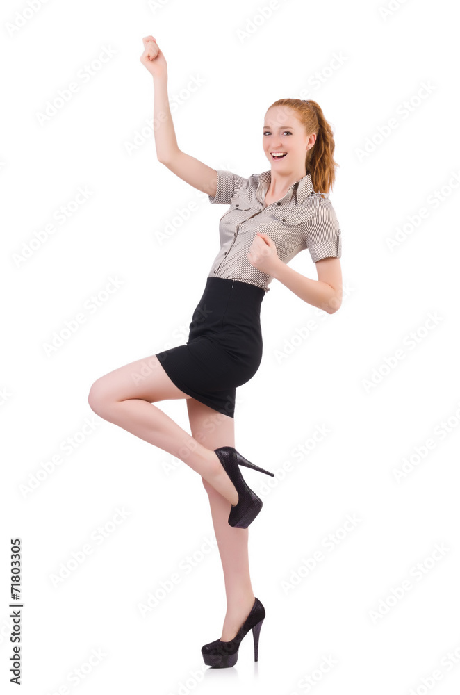 Excited businesswoman isolated on white Excited businesswoman isolated on white