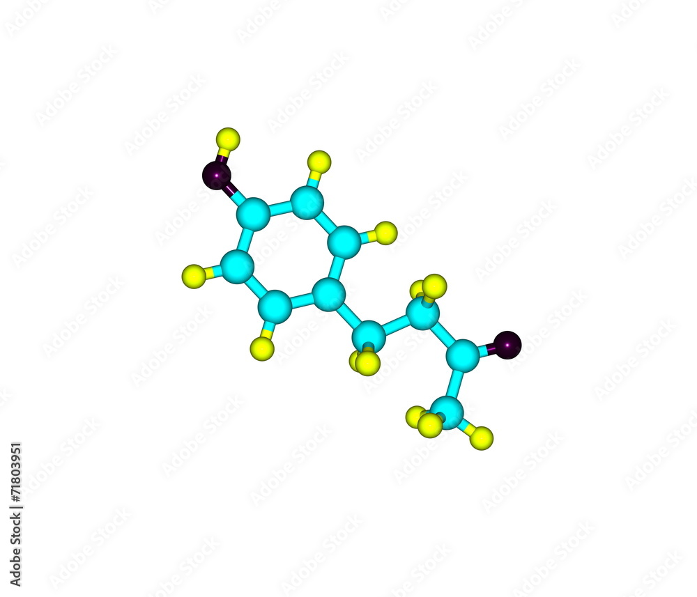 Raspberry ketone molecule isolated on white