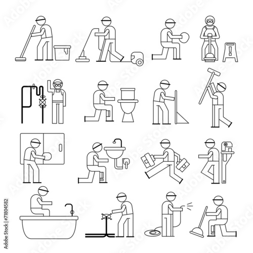 plumbing service and cleaner worker