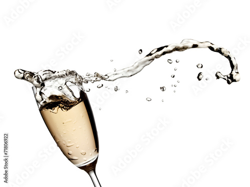 Champagne splash with drops