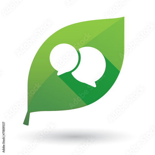 Green leaf icon with a comic balloon
