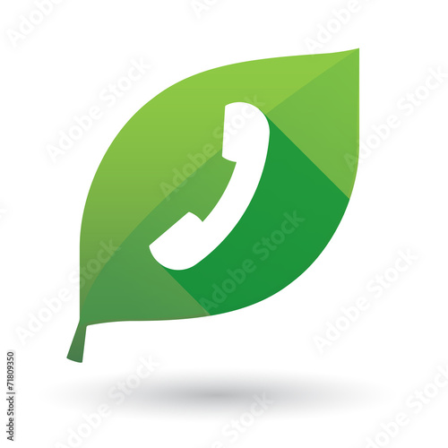 Green leaf icon with a phone