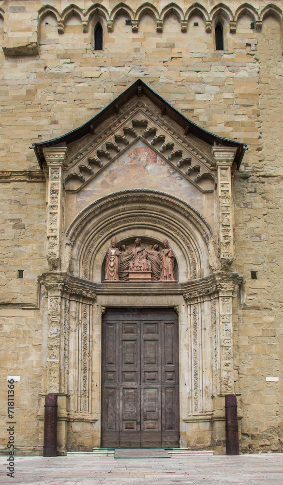 Door of the Duomo in the center of Arezzo