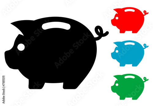 Pictograma hucha cerdito con varios colores
