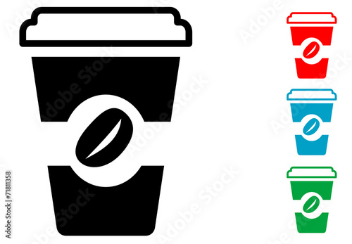 Pictograma vaso de cafe con varios colores
