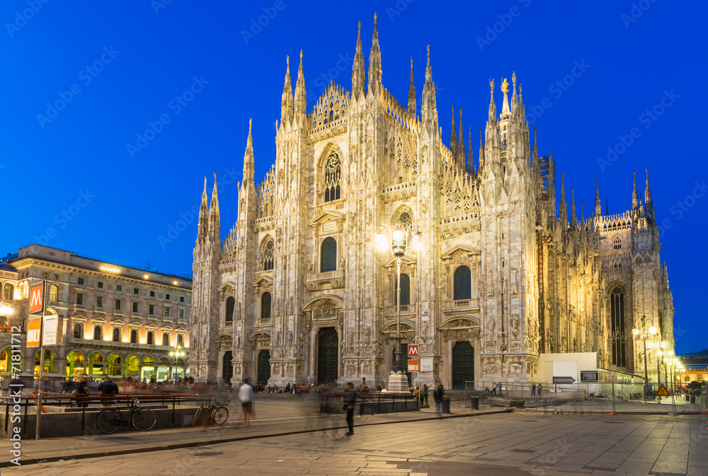 Night view of Duomo in Milan, Italy