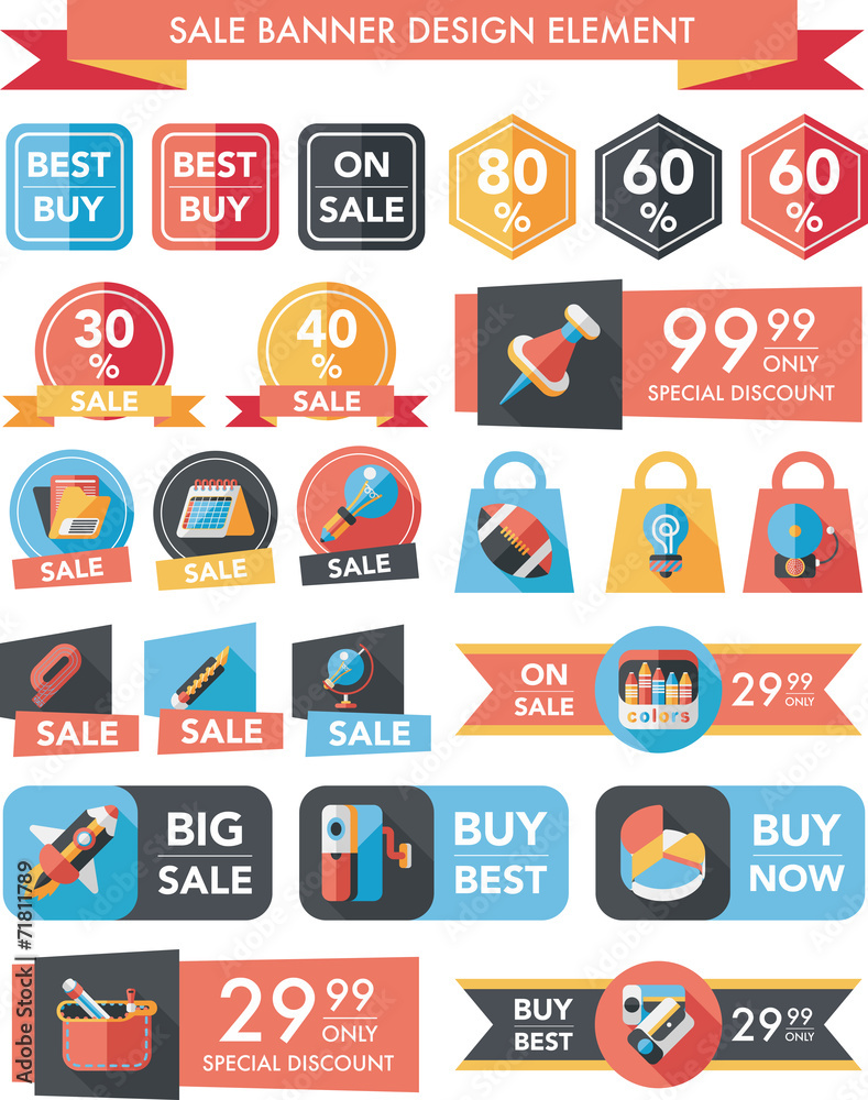 School sale banner design flat background set, eps10 School sale banner design flat background set, eps10