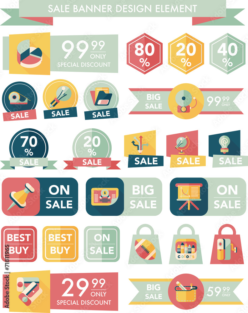 School sale banner design flat background set, eps10 School sale banner design flat background set, eps10