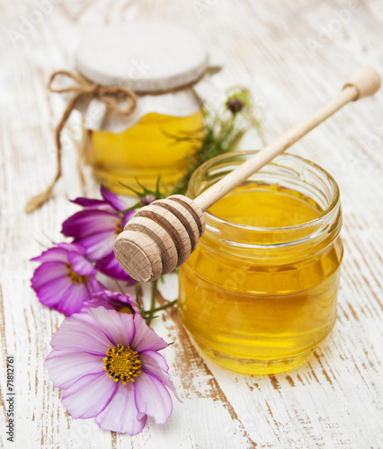 Honey with flowers