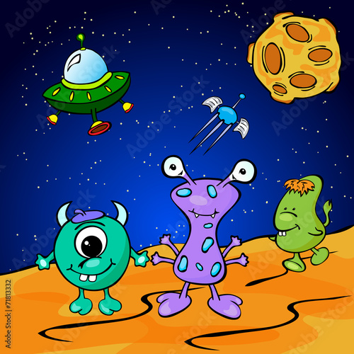 Funny monsters in space
