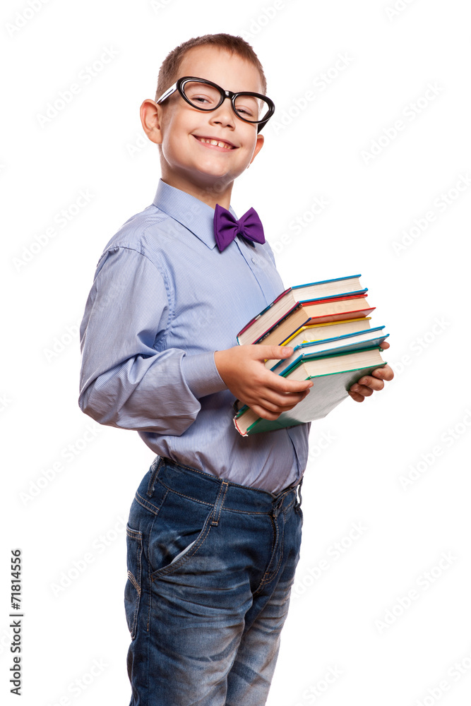 Happy little boy with books Happy little boy with books