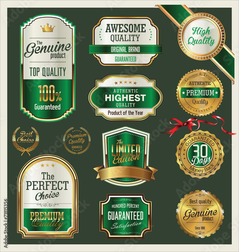 Premium quality retro green labels collection