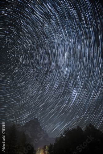 Star trails over Matterhorn