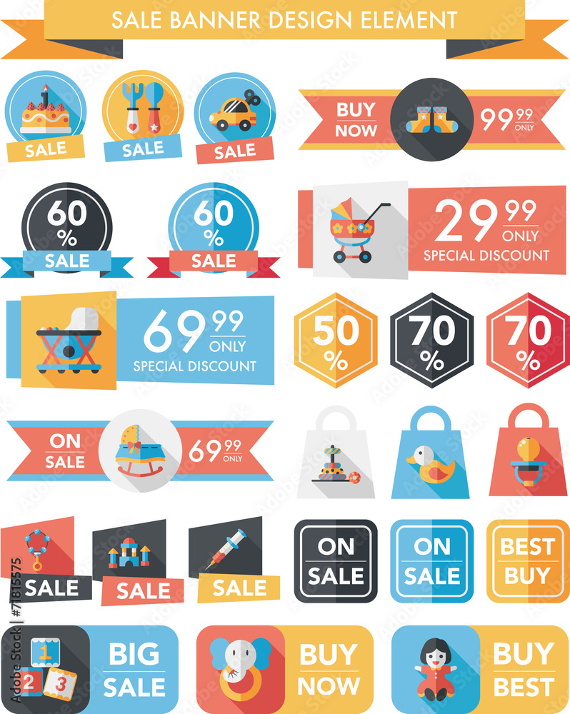 baby sale banner design flat background set, eps10 baby sale banner design flat background set, eps10