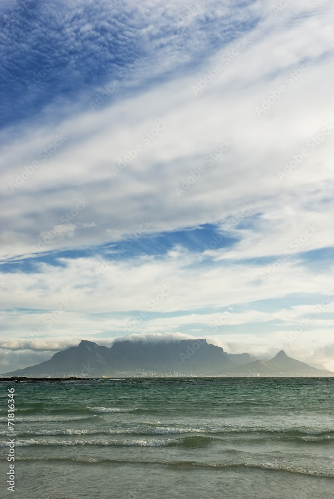 Table Mountain and waves