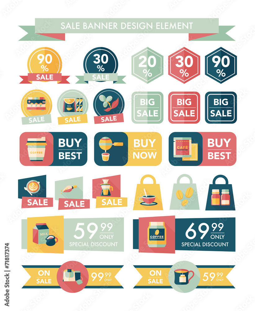 coffee sale banner design flat background set, eps10 coffee sale banner design flat background set, eps10