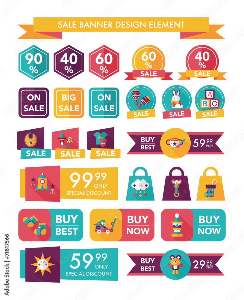 baby sale banner design flat background set, eps10 baby sale banner design flat background set, eps10