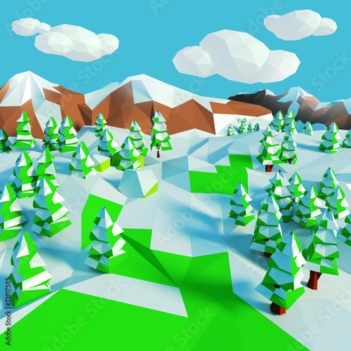 Kleine Schneelandschaft mit Tannen